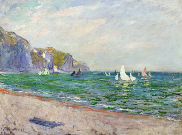 Boats below the Cliffs at Pourville de Claude Monet