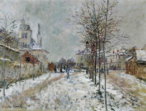 The boulevard de Pontoise in Argenteuil at snow de Claude Monet