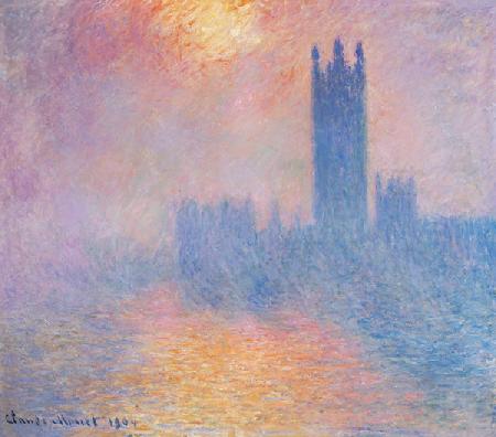 El Parlamento de Londres, con el sol penetrando en la neblina