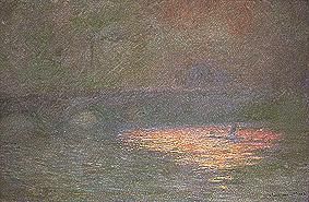 The Waterloo bridge in London in the evening light de Claude Monet