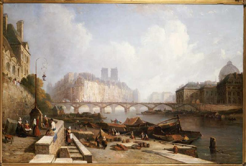 Blick auf die Ile de la Cité, vom Quai du Louvre aus, die Brücken Pont des Arts und Pont Neuf im Vor de Colet Robert Stanley