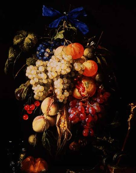 Bouquet of Fruit with Eucharistic Symbols on a Ledge Below de Cornelis de Heem