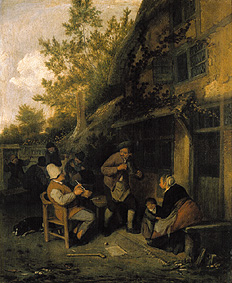 Granjeros frente a un bar de Cornelis Dusart