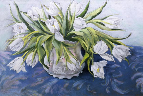 White Tulips (pastel on paper)  de Cristiana  Angelini