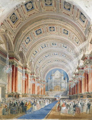 Interior Perspective, Leeds Town Hall, 1854 (w/c on paper) de Cuthbert Brodrick