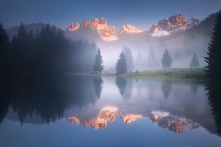 Mysterious morning by the lake