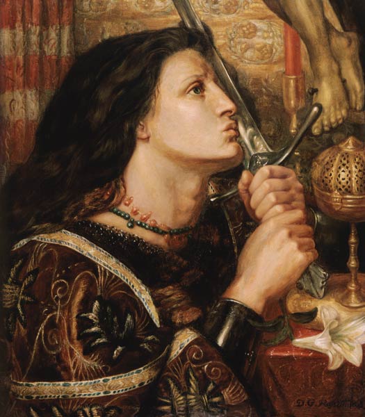 Joan of Arc Kisses the Sword of Liberation de Dante Gabriel Rossetti