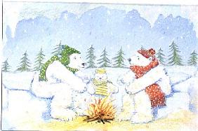 Polar Bears around the Camp Fire 