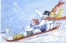 Snowmen Sledging 