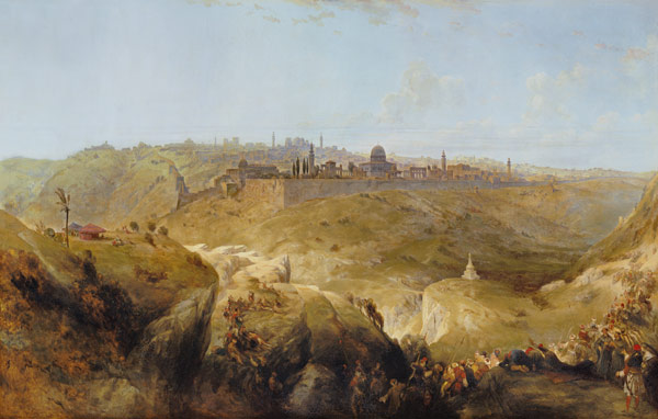 Pilgrims approaching Jerusalem de David Roberts