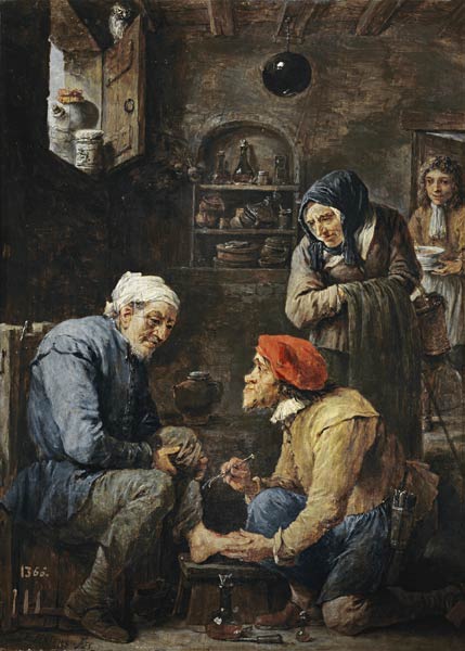 The Surgeon - David Teniers en reproducción impresa o copia al óleo sobre  lienzo.