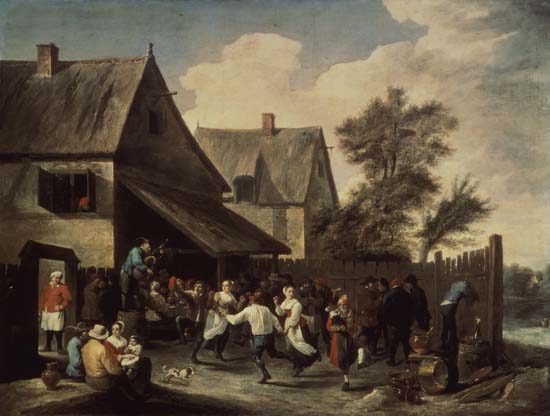 Kirmes-Tanz vor dem Wirtshaus de David Teniers