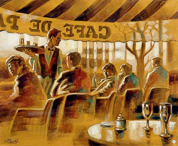 Café de Paris - Denis Truchi en reproducción impresa o copia al óleo sobre  lienzo.
