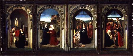 Triptych showing the Annunciation, the Visitation, the Adoration of the Angels and the Adoration of de Dieric Bouts d. Ä.