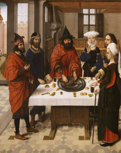 The Last Supper altarpiece: Passover Seder (left wing) de Dirck Bouts