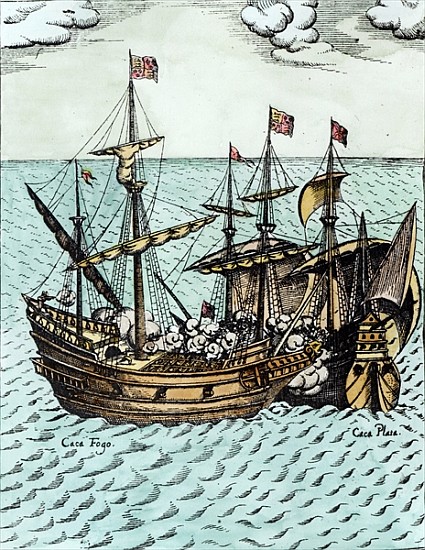 A Spanish Treasure Ship Plundered Francis Drake (c.1540-96) in the Pacific de Dutch School