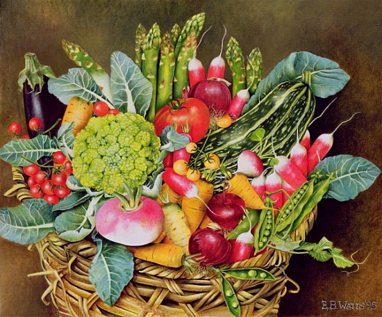 Summer Vegetables, 1995 (acrylic)  de E.B.  Watts
