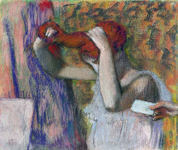 Frau beim Frisieren, der Brief de Edgar Degas