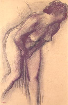 Female Standing Nude (charcoal and pastel) de Edgar Degas