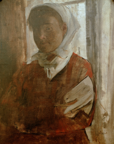 Woman w.white head scarf de Edgar Degas