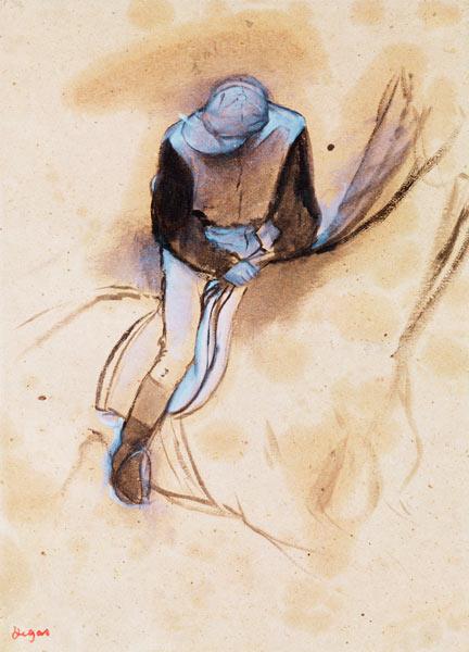 Jockey flexed forward standing in the saddle, 1860-90 (pastel & charcoal on pape