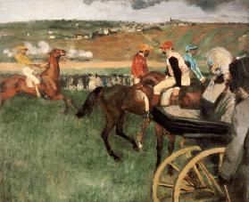 The Race Course - Amateur Jockeys near a Carriage