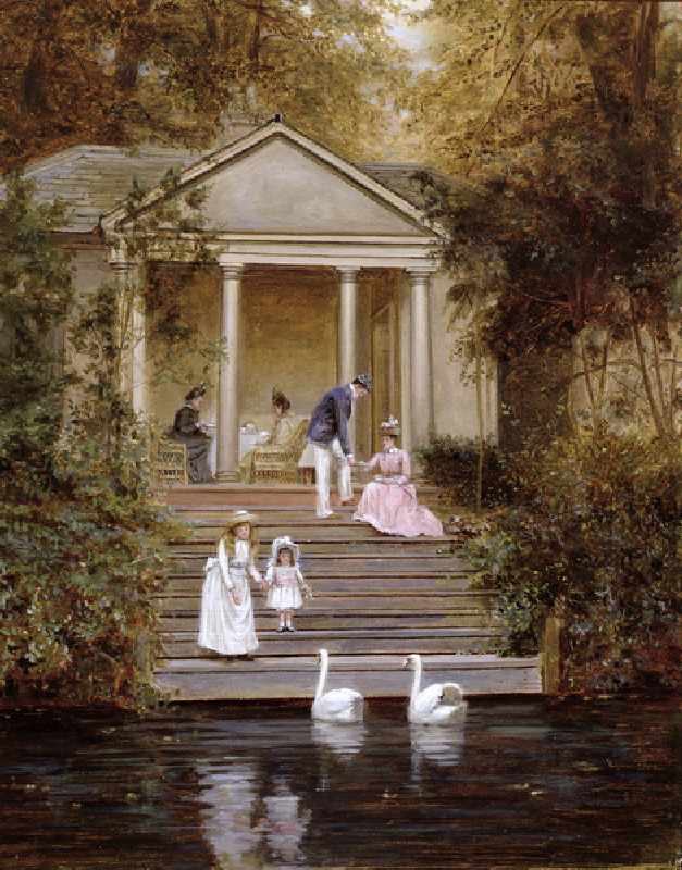 Feeding the Swans, 1889 (oil on canvas) de Edith Hayllar