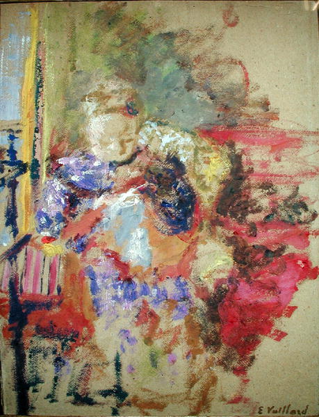 Madame Vuillard Sewing, c.1905 (oil on board)  de Edouard Vuillard