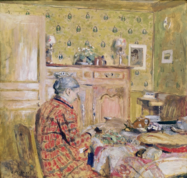 The Artist''s Mother Taking Breakfast, 1899-1904 (oil on card)  de Edouard Vuillard