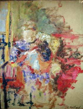 Madame Vuillard Sewing, c.1905 (oil on board) 