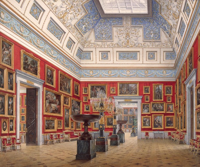 Interiors of the New Hermitage. The Room of Flemish painting de Eduard Hau