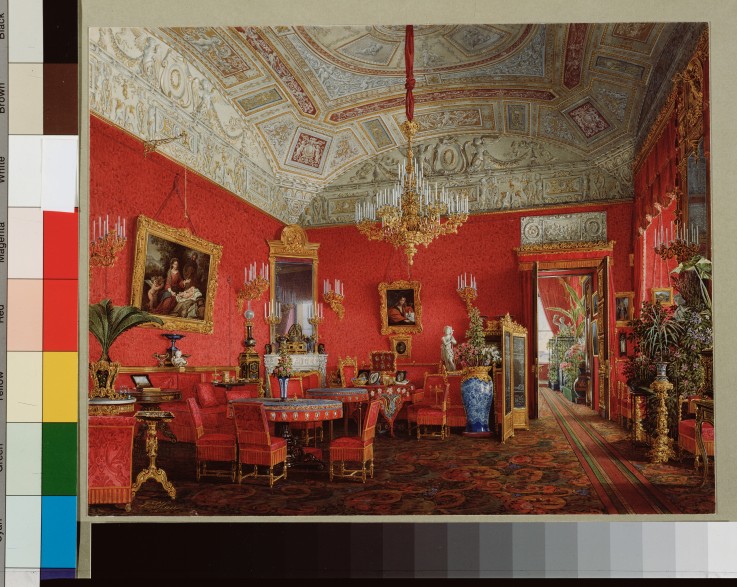 Interiors of the Winter Palace. The Large Drawing Room of Empress Alexandra Fyodorovna de Eduard Hau