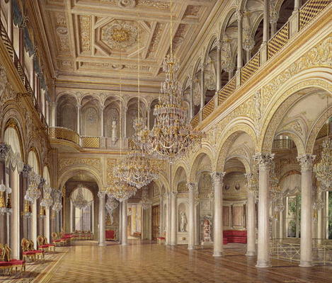 The Pavilion Hall, The Small Hermitage, 1864 (colour litho) de Eduard Hau