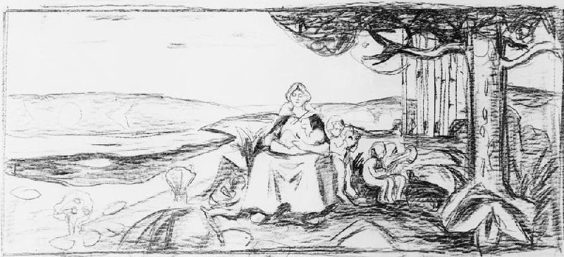 Alma Mater, pencil drawing de Edvard Munch