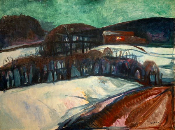 Das rote Haus im Schnee (Nächtliche Schneelandschaft) de Edvard Munch