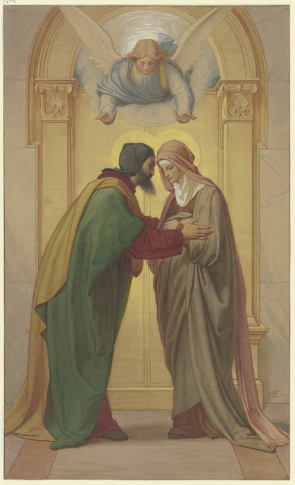 Begegnung Joachims und Annas an der Goldenen Pforte de Edward von Steinle