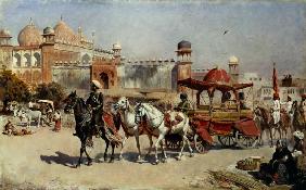 Procession in front of the Jama Masjid mosque in A