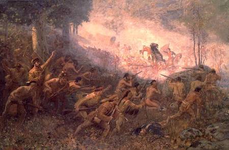 The Shooting of General Braddock at Fort Duquesne (Pittsburgh) de Edwin Willard Deming