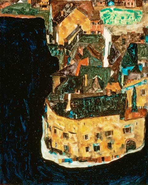Town at the blue river II. de Egon Schiele