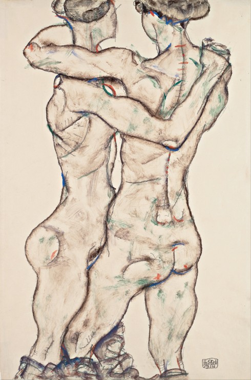 Naked Girls Embracing de Egon Schiele