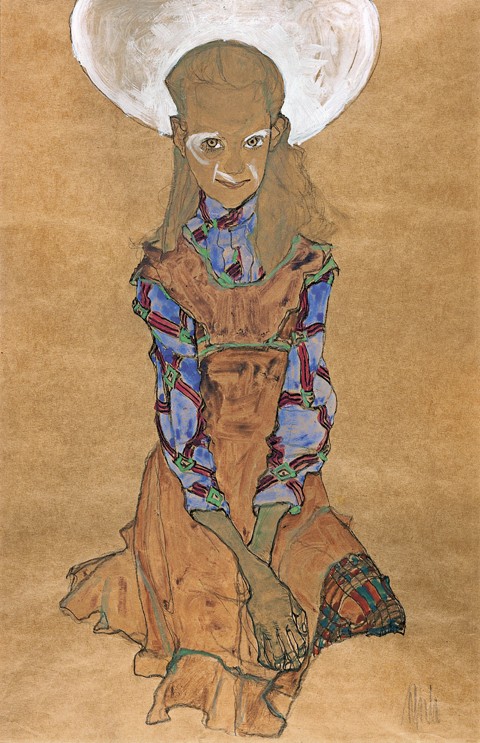 Seated Girl (Poldi Lodzinsky) de Egon Schiele