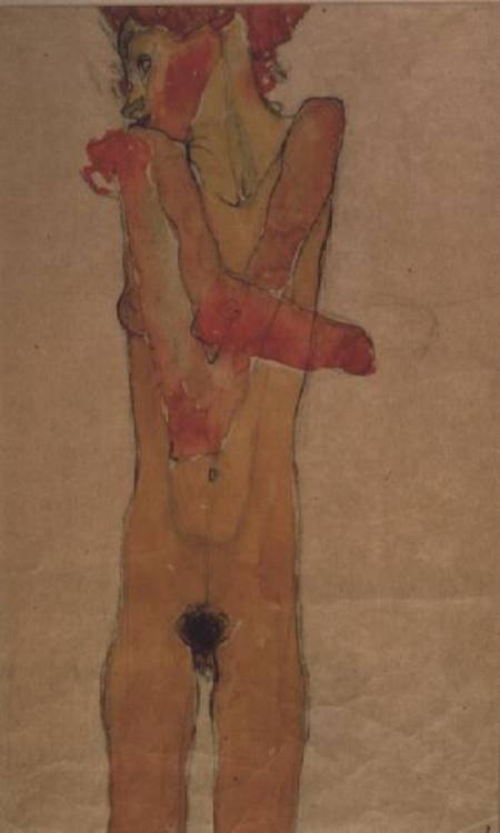 Standing female nude with crossed arms de Egon Schiele