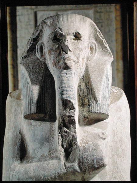 Seated statue of King Djoser (2630-2611 BC) from the Mortuary Temple beside the Step Pyramid of Djos de Egyptian