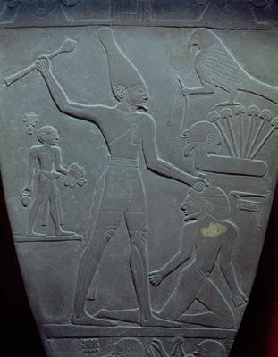 The Narmer Palette: ceremonial palette depicting King Narmer, wearing the white crown of Upper Egypt de Egyptian 1st Dynasty