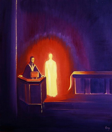 Jesus Christ is present with us when the Scriptures are read, 1994 (oil on panel)  de Elizabeth  Wang