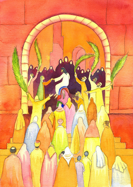 Jesus enters Jerusalem in procession (Palm Sunday) de Elizabeth  Wang
