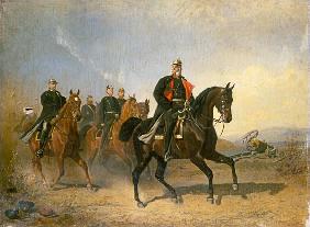 Emperor Wilhelm I. of Preussen to horse with Bisma