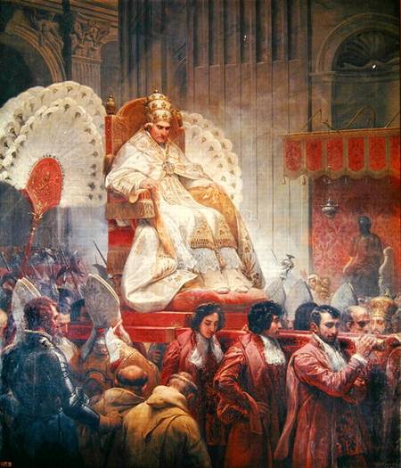 Pope Pius VIII (1761-1830) in St. Peter's on the Sedia Gestatoria de Emile Jean Horace Vernet