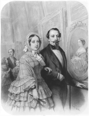 Queen Victoria and Napoleon III Emperor of France, visiting the art gallery of the Universel Exhibit de Emile Lassalle