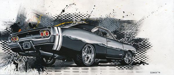 Dodge Charger 1970 - Oliver Ende en reproducción impresa o copia al óleo  sobre lienzo.